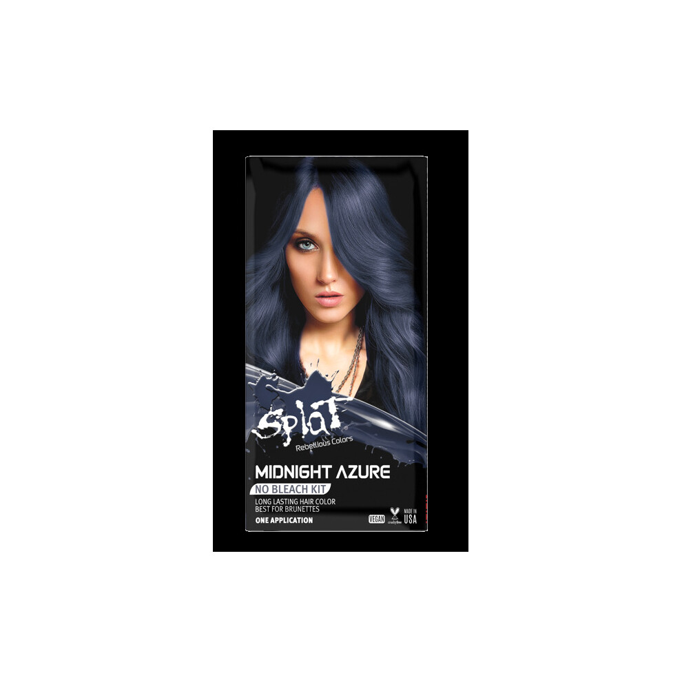Splat Midnight Azure Blue Hair Color, Semi-Permanent No Bleach Dye