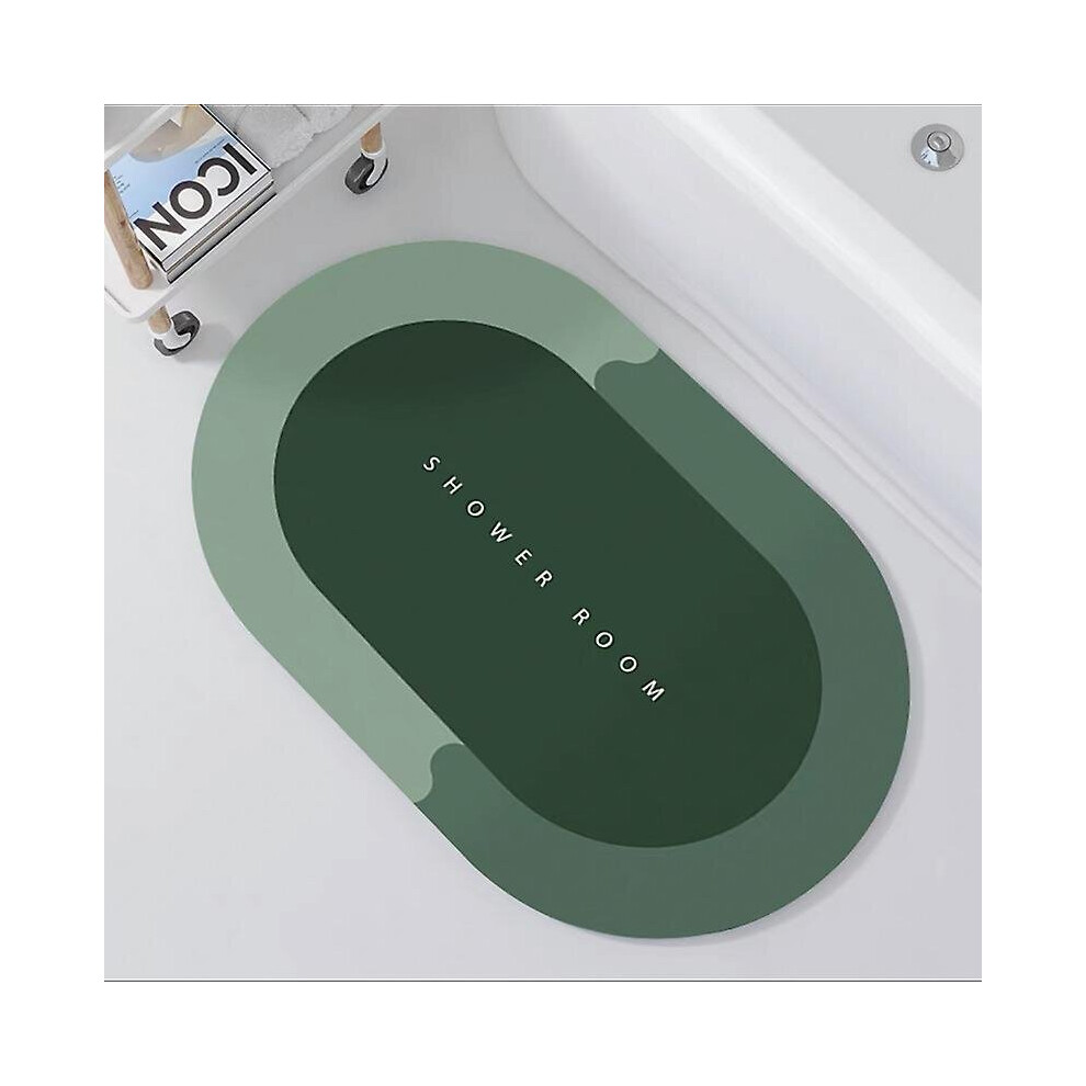 (Green) Bath Mat Super Absorbent Floor Mat Quick Drying Bathroom Rug Non Slip Entrance Doormat