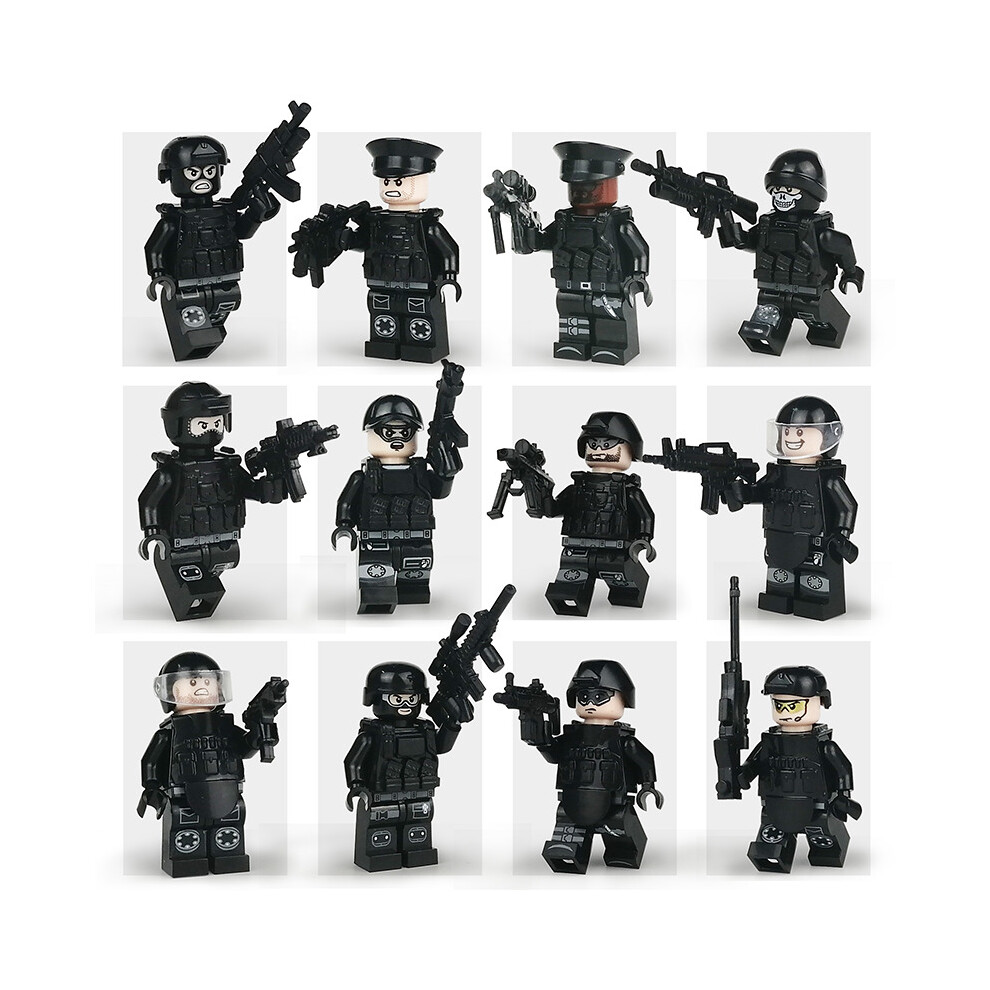 (Black) Special Forces Minifigures Military Weapons Accessories Building Blocks Kids Gift Black