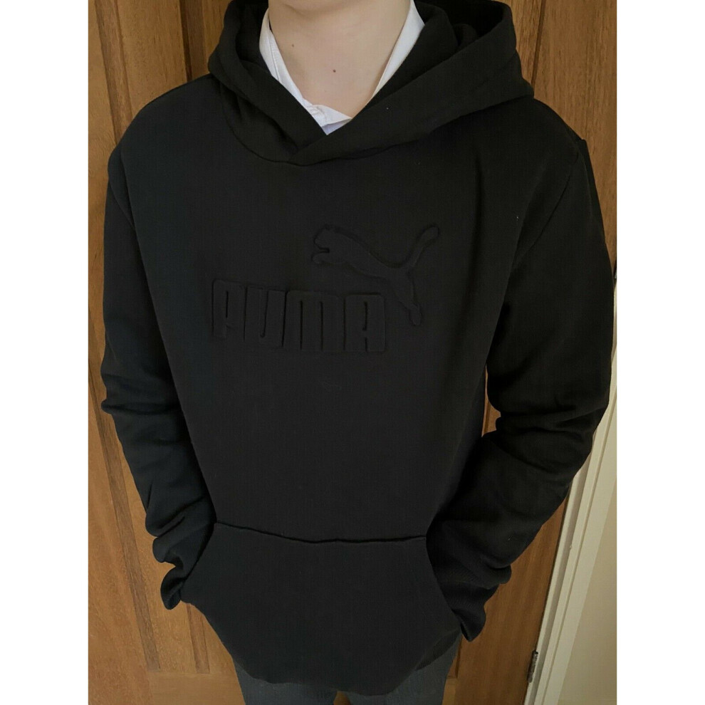 (Navy, Age 7-8 Years (Height 128cm)) PUMA Logo Hoodie Junior Boys Navy or Black