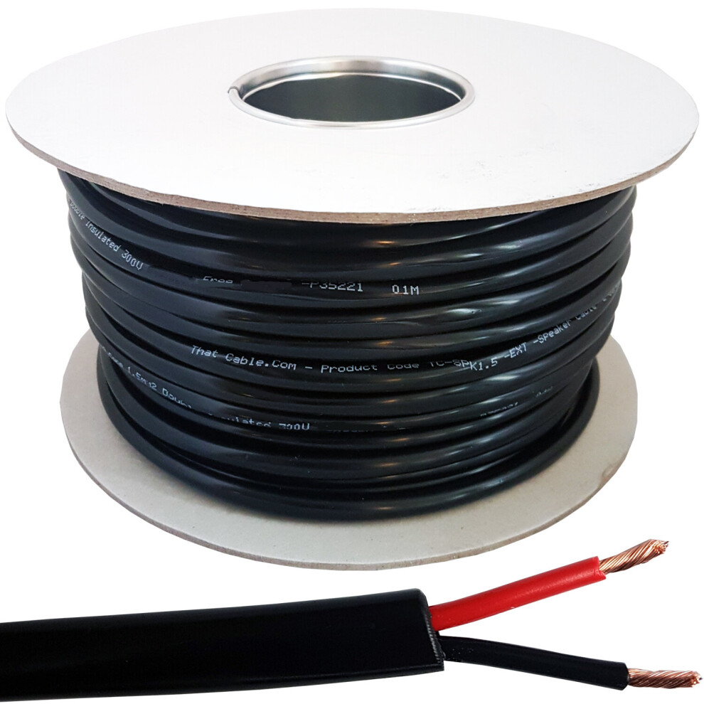 50m Outdoor Garden Speaker Wire Cable 1.5mmÂ² Stranded OFC Copper Flex Reel 100V