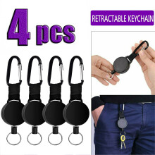 Retractable Keychain Reels Metal Badges Reel Clips w/ Steel Wire Cord