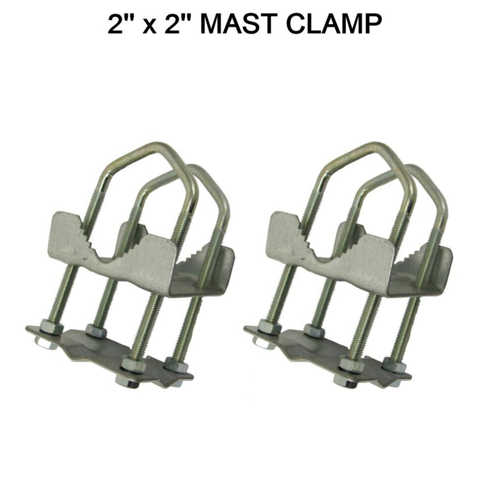 2X Pole Clamp 2" X 2" Inch Aerial Satellite Mast T Junction Or Extention 3301414132828