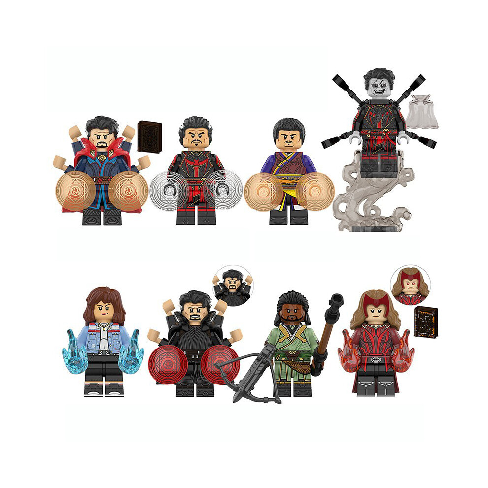 8Pcs Marvel Doctor Strange Scarlet Witch Minifigures Building Blocks Kids Gift Red