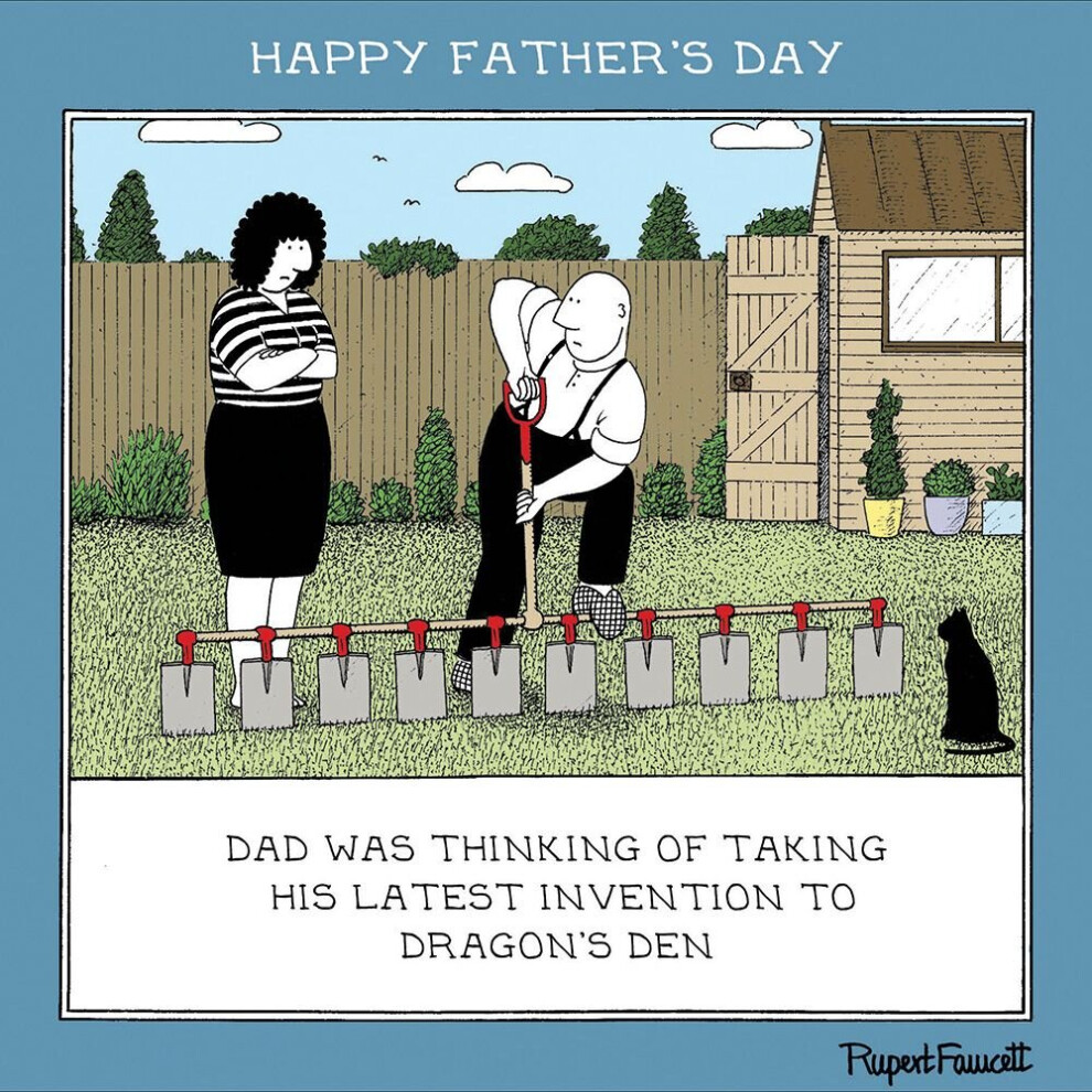 Taking His Invention on Dragon's Den Funny Fred Father's Day Card Greeting Cards