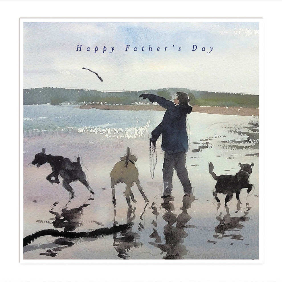 Woodmansterne Walking The Dog's Watercolour Happy Father's Day Greeting Card Fathers Day Cards