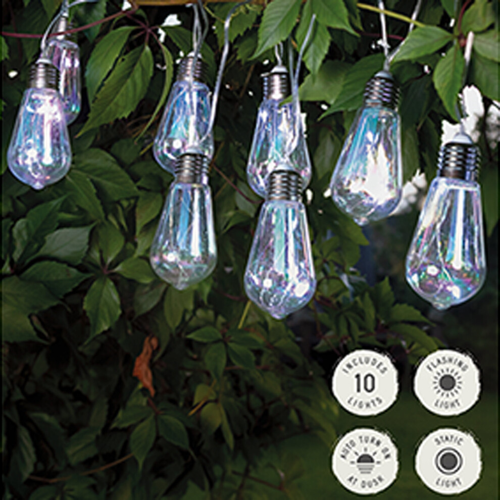 (Solar Iridescent String Lights) 8,10,20 Pcs Solar Powered Led String Lights For Outdoor Garden Party Patio Fence