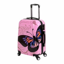 (Pink, Small) Hampton & Stewart Butterfly Hard Shell Suitcase