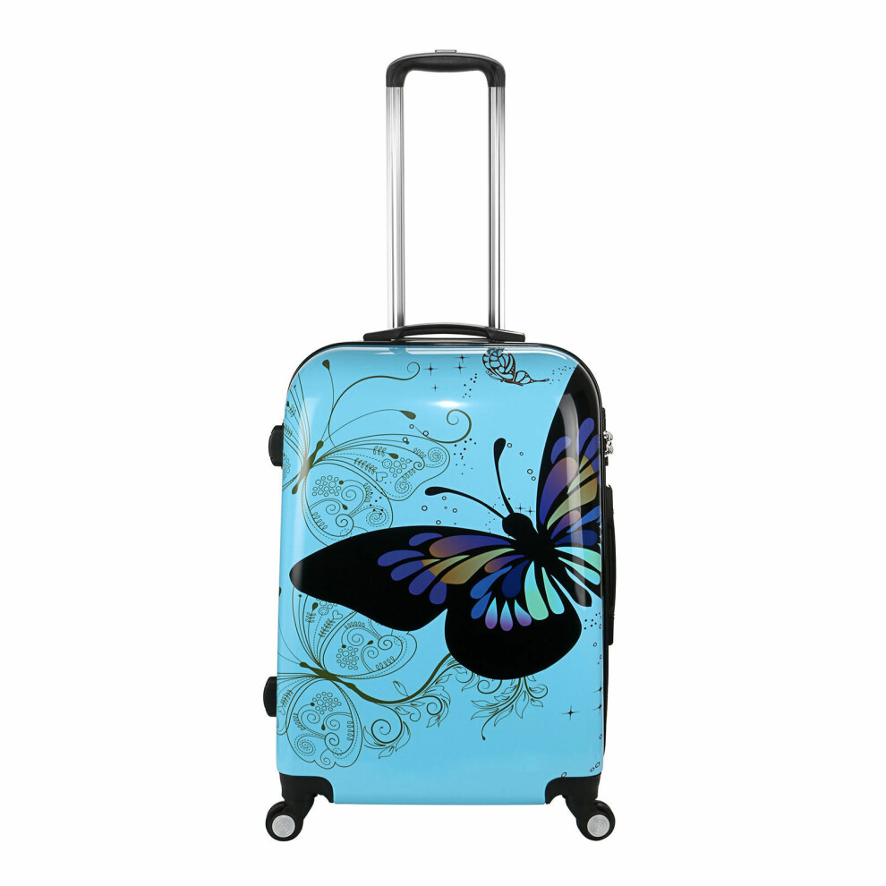 (Blue, Small) Hampton & Stewart Butterfly Hard Shell Suitcase