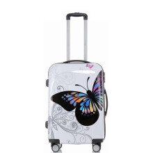 (White, Medium) Hampton & Stewart Butterfly Hard Shell Suitcase