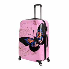 (Pink, Large) Hampton & Stewart Butterfly Hard Shell Suitcase