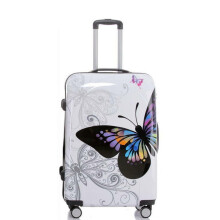 (White, Large) Hampton & Stewart Butterfly Hard Shell Suitcase