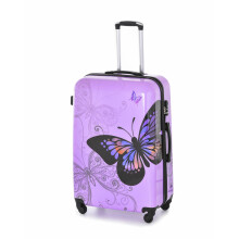 (Purple , Medium) Hampton & Stewart Butterfly Hard Shell Suitcase
