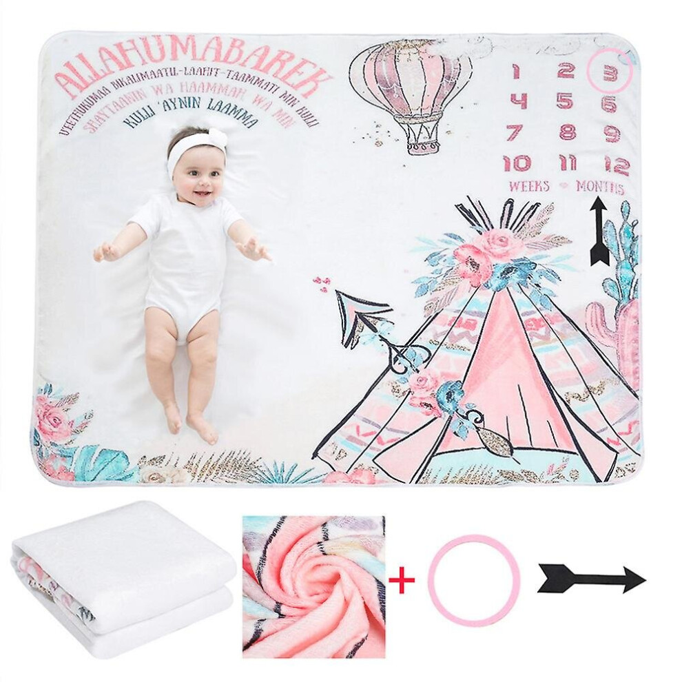 (Camping, 75 X 100Cm) Baby Monthly Milestone Flannel Blanket Newborn Photo Mat Photography Backdrop 768696471299