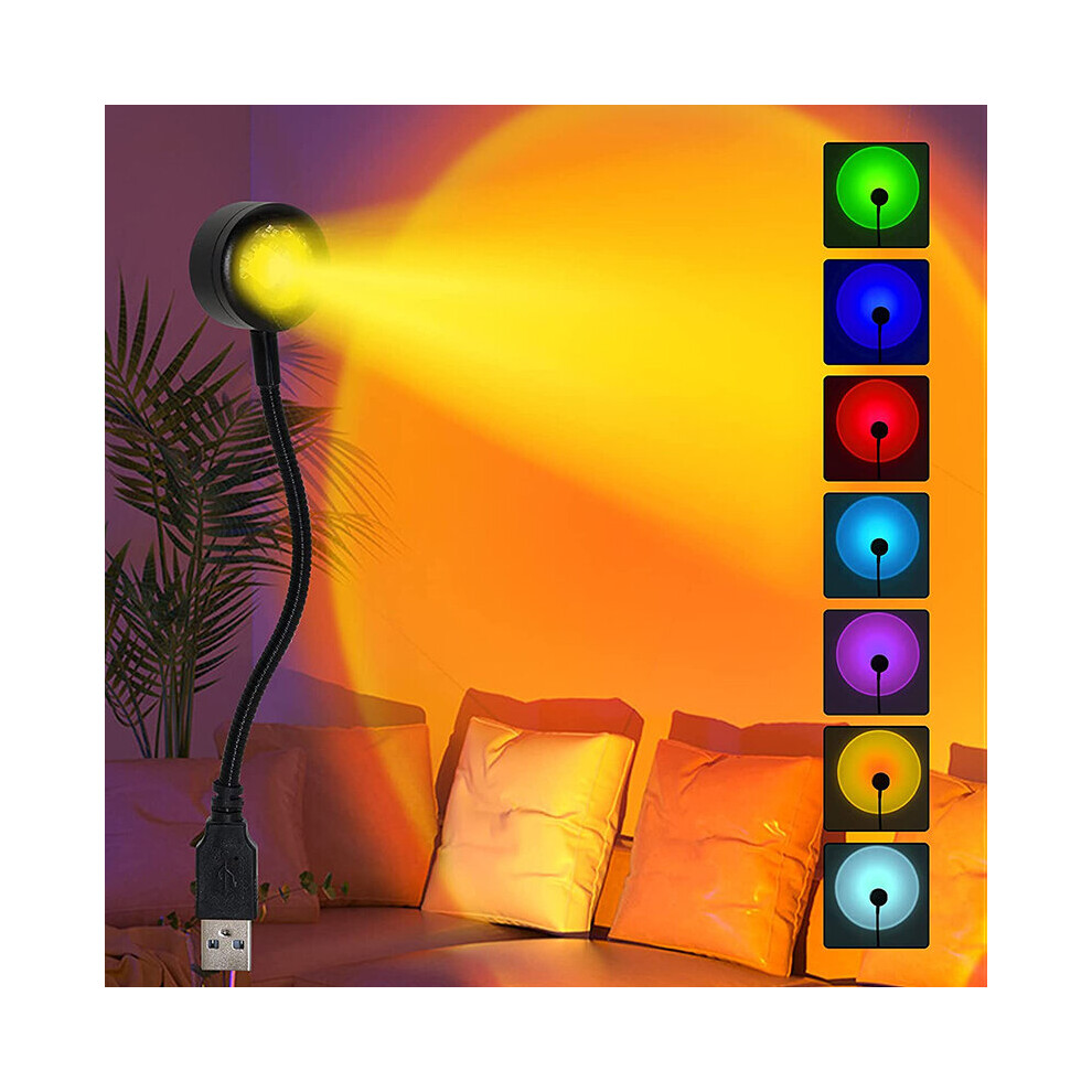 (28cm-Blue Purple Light) Sunset Projector Projection USB LED Desk Atmosphere Lamp Home Decor Night Light-image-OPC-P97SM9V-NEW