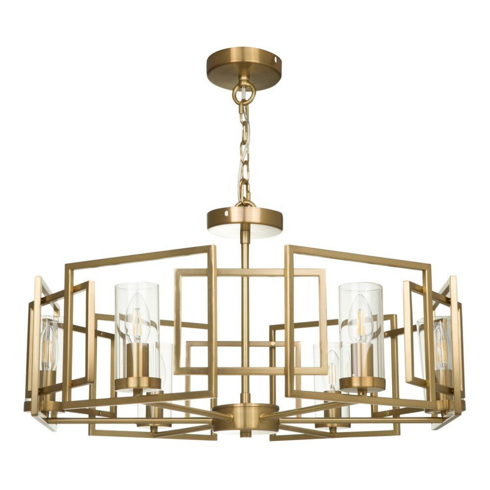 Bowi Cylindrical Ceiling Pendant Lamp Gold, 6 Light, E14