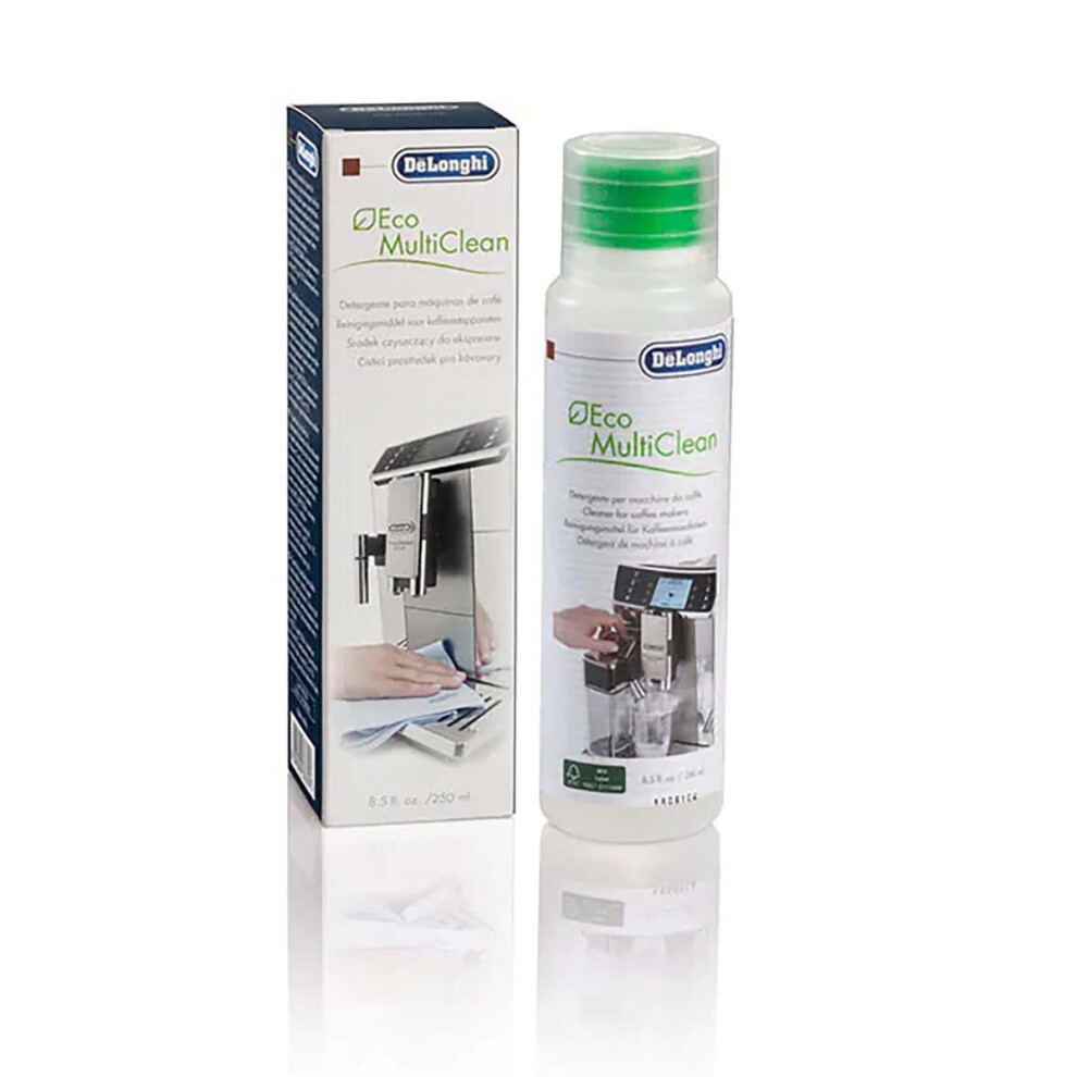 Delonghi Eco Multi Clean Milk Fat Cleaning Liquid for Milk Frothers  250ml SER3013 Cleans and Degreases