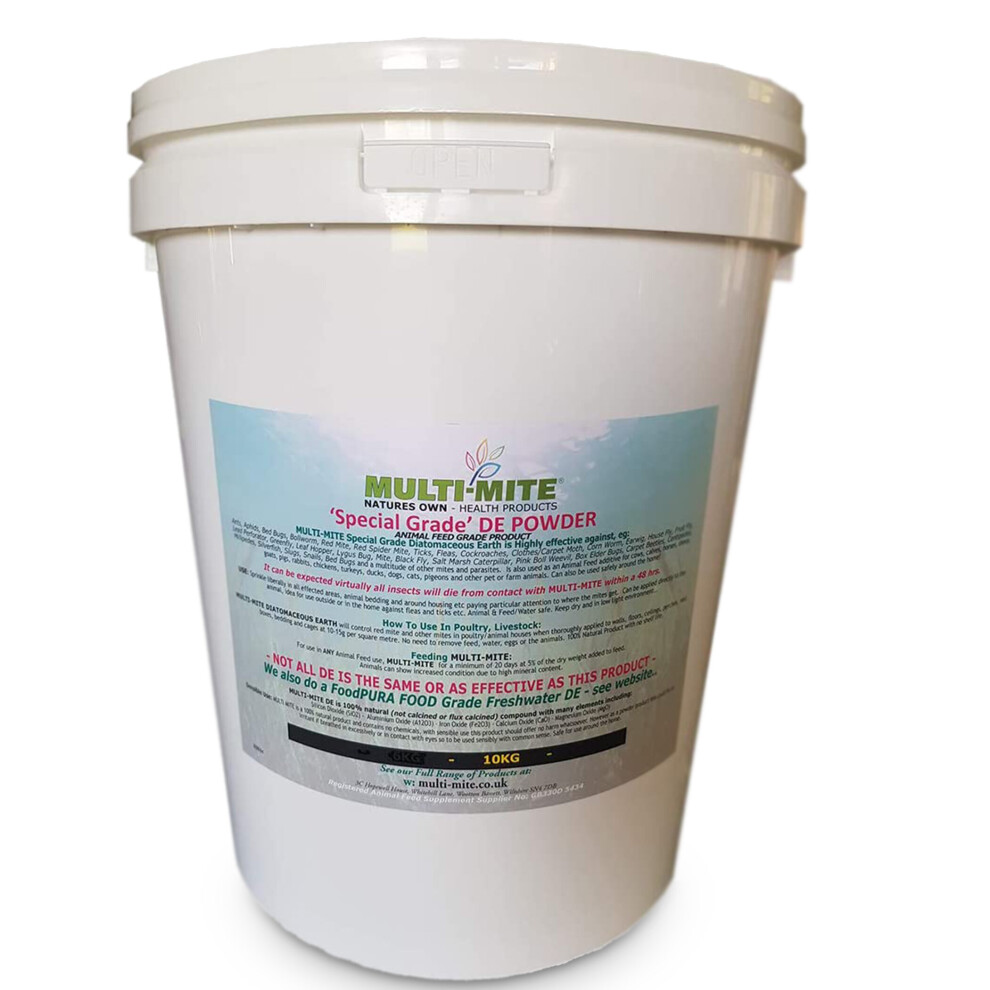 MULTI MITE 10KG Bucket Feed Grade DE - Diatomaceous Earth