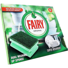 Fairy Original Non Scratch Dual Washing UP Sponge Pack of 6
