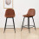 Brown 2 Pcs 65CM Bar Stools PU Leather Bar Stools Rest Chairs Best 1
