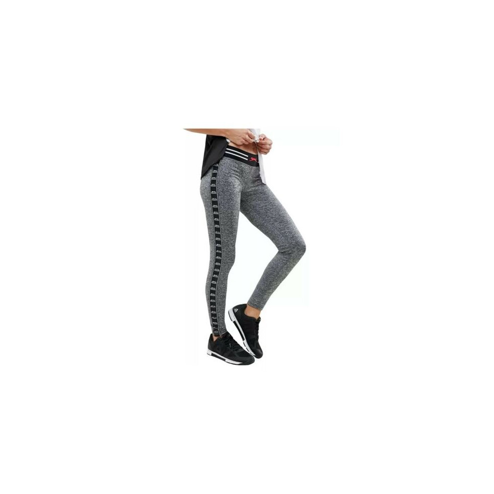 Slazenger (Uk12) Womens Kerin Full Length Gym Training Leggings Bottoms Pants Marl Grey