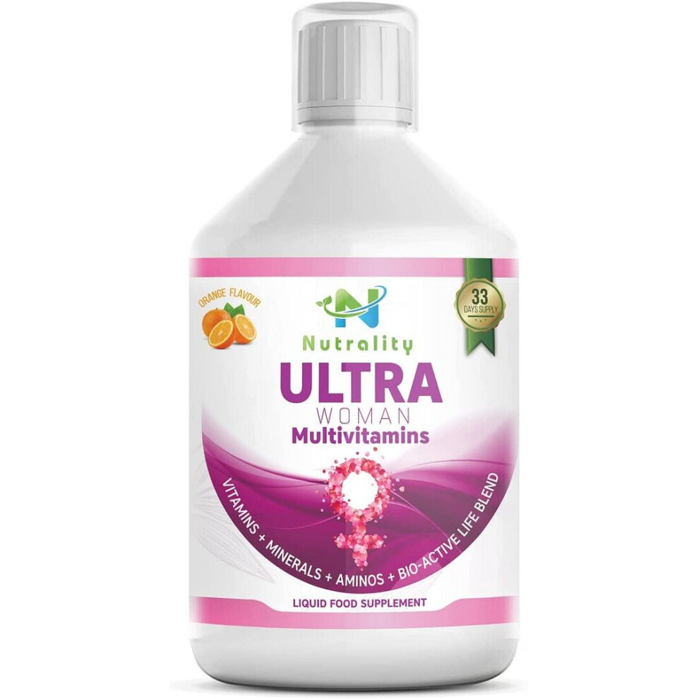 Nutrality Ultra Multivitamin for Women, 500 mL Liquid Supplement, Daily Amino Acid Blend with Bio-Active Vitamins and Minerals, Support Healthy Metabo