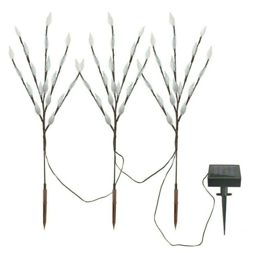 3 Pack 60 Led Branch Leaf Tree Multi Coloured Solar Powered Outdoor Garden Light 1