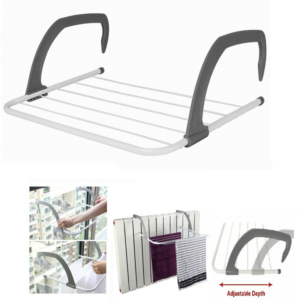 INDOOR OVER RADIATOR CLOTHES AIRER 5 BAR TOWEL HOLDER RAIL DRYER LAUNDRY HANGER