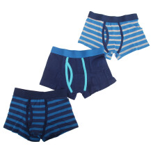 Childrens Boys Striped Cotton Rich Trunks/Boxer Shorts Unterwäsche (Packung mit 3)