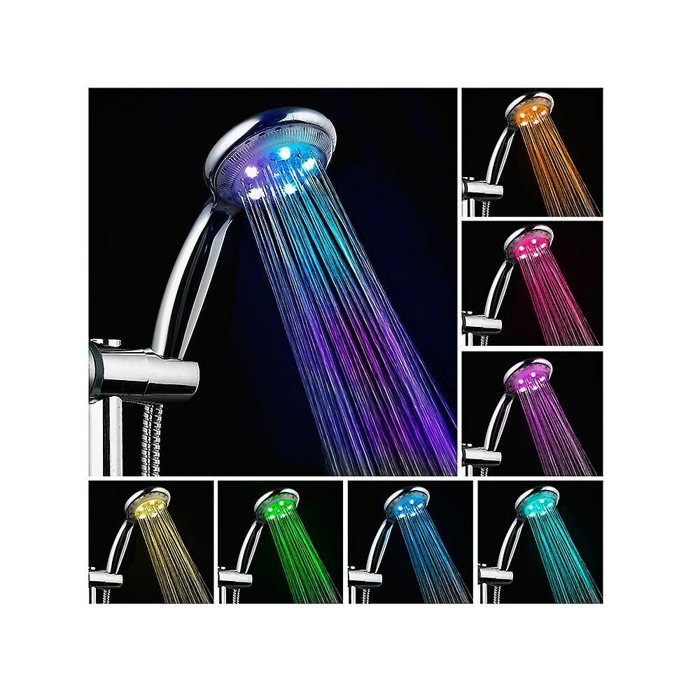 Led Shower Head High Turbo Pressure 7 Colors Lights Temperature Sensor Bath Sprinkler 760954528387