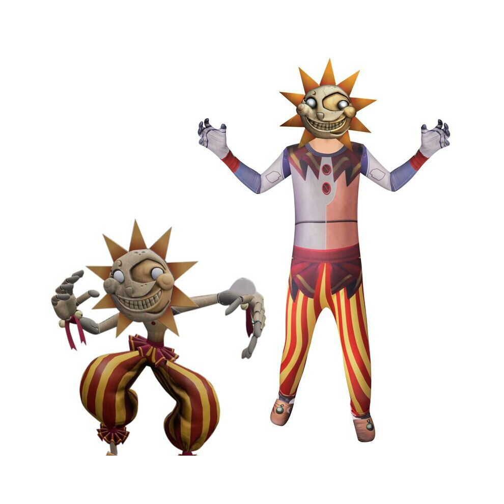 (140Y) Sundrop FNAF Clown Cosplay Clothing Boys Girls Bodysuit Mask Party Jumpsuit