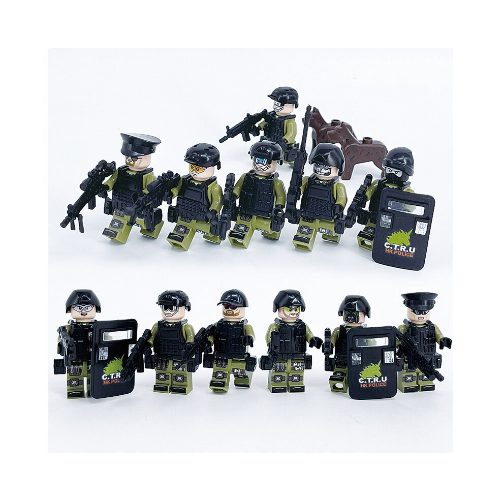 (Special Police) Special Forces Mini Action Figures Military Weapons Accessories Puzzle Games