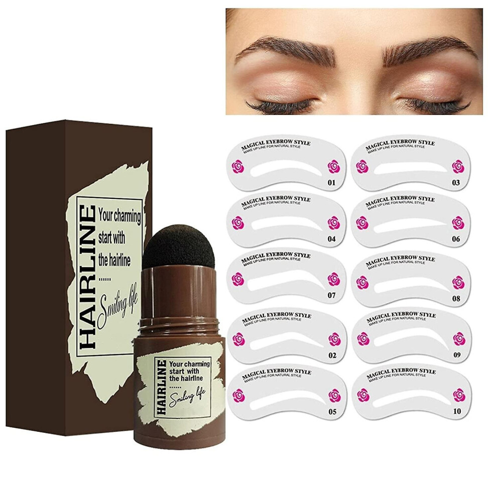 Black,Not,Specified ( Black 10 Stencils) Eyebrow Stamp Shaping Kit Waterproof Eyebrow Powder Stamp Fuller Eyebrow Definer Makeup Tool
