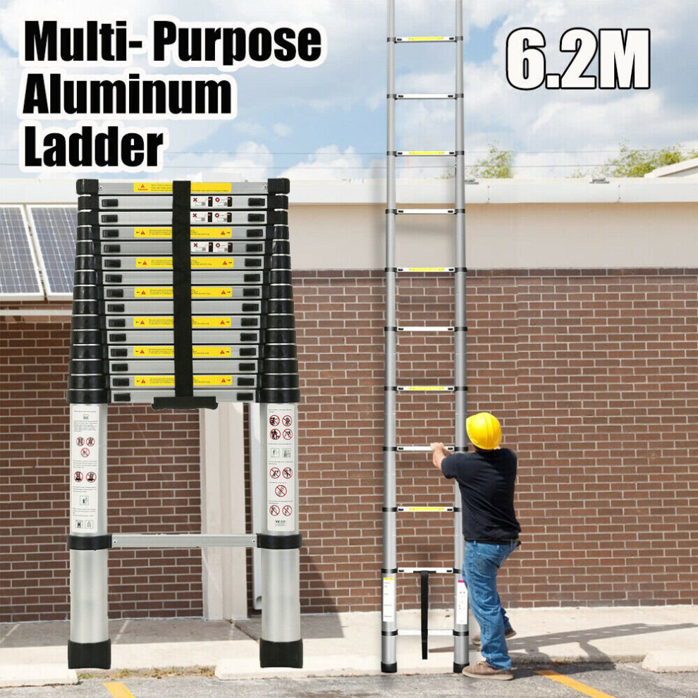 6.2M Portable Heavy Duty Aluminium Telescopic Steps Ladder Extendable