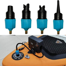 (Blue) Inflatable Sup Pump Adaptor Compressor Air Valve Converter With 4 Air Valve Nozzles