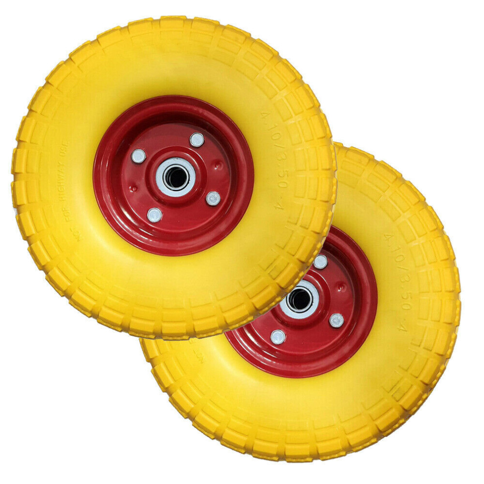 2 x 10" Solid Rubber Tyre Wheel Replacement No More Flats Sack Truck Trolley