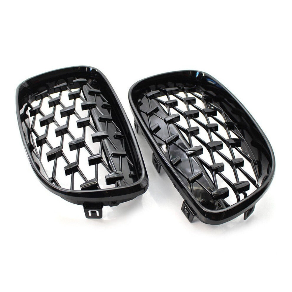 Glossy Black Dual Slats Front Grille Grill Replacement for BMW E81 E82 E87 E88 Selected 2007-2012