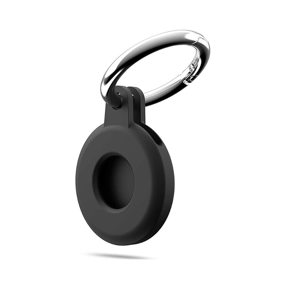 (Black) Airtags Liquid Silicone Protective Sleeve Locator Tracker Anti-lost Keychain