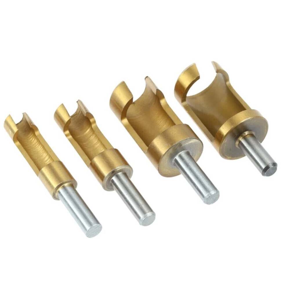 4pcs 6/10/13/16mm Round Shank Titanium Coated Tenon Plug Cutters Wood Plug Hole Cutter