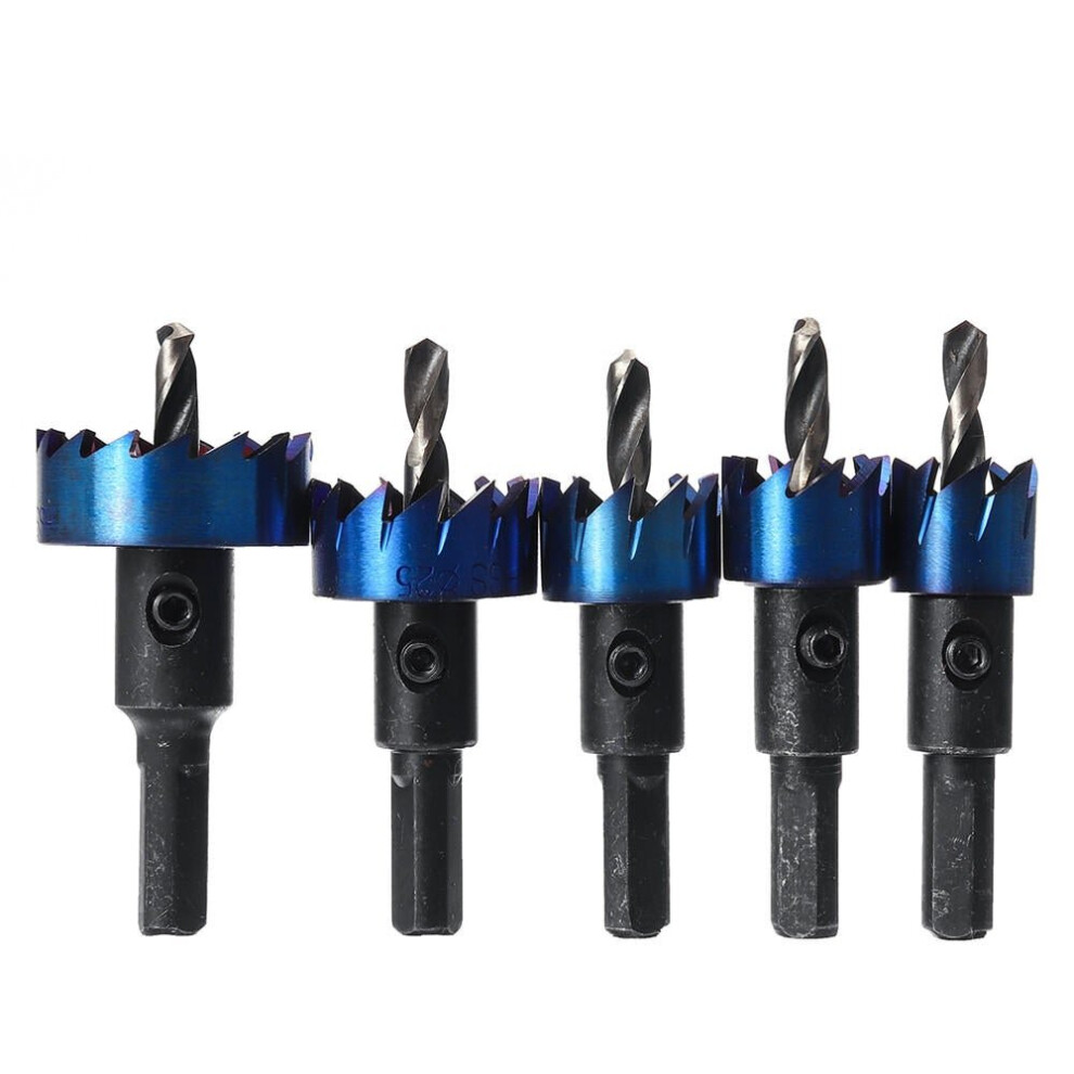 5Pcs 16-30mm HSS Blue Nano Coating Tooth Hole Saw Cutter Drill Bit Set for Metal Sheet