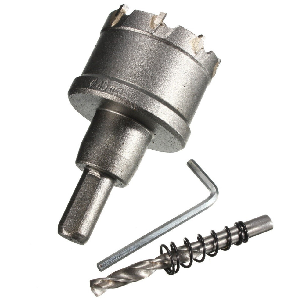 (45Mm) 25Mm - 45Mm Carbide Tip Metal Cutter Hole Saw With Wrench/ Twist Drill Bit 3654659126436