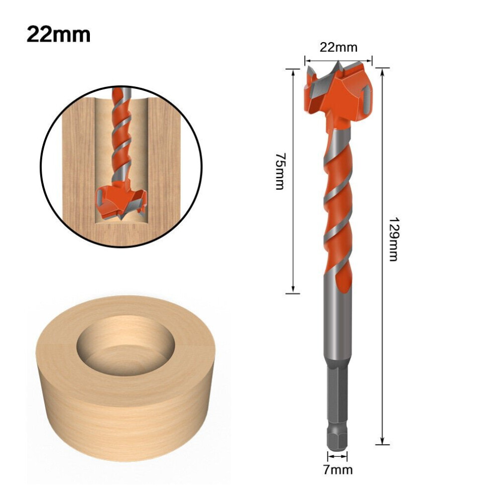 (22mm) 7mm Hex Shank Lengthen Core 16mm-25mm Hole Saw Cutter Hinge Boring Drill Bits