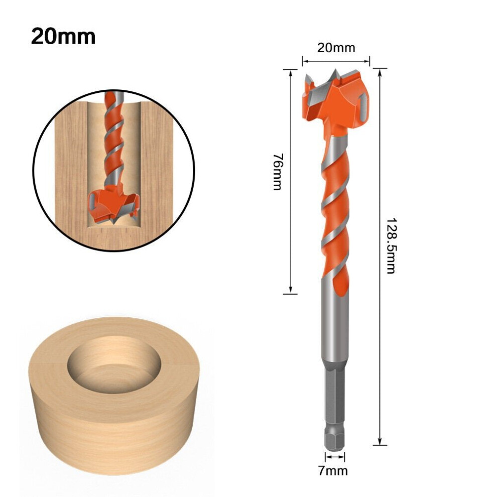 (20mm) 7mm Hex Shank Lengthen Core 16mm-25mm Hole Saw Cutter Hinge Boring Drill Bits