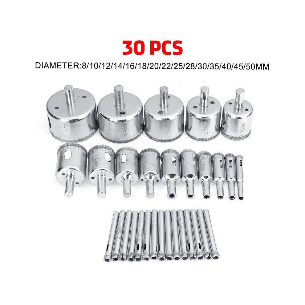 (30pcs) 5/35Pcs 6-50mm Diamond Hole Saw Drill Bit Set Tile Ceramic Glass Marble Cutter