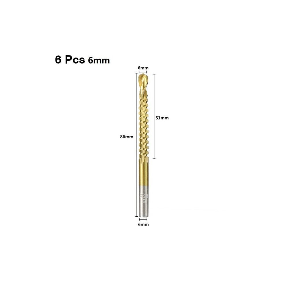 (6Mm) 6Pcs 3-8Mm Hss Drill Bit Titanium Plating Coated Hole Saw Drill Bit Set Wood Hole Cutter Core Drill 6112211942933