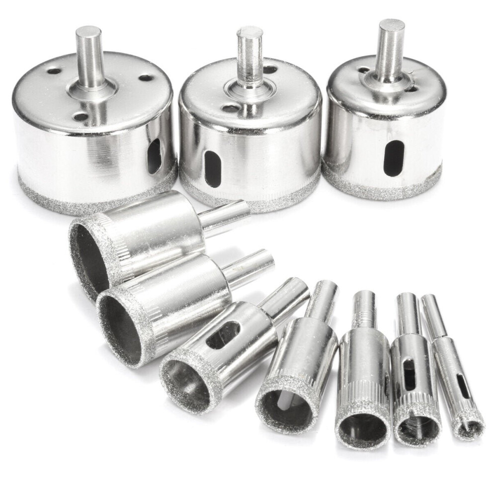 10Pcs Diamond Hole Saw Set Tile Ceramic Glass Porcelain Marble 8Mm-50Mm Drill Bit 6112211911359