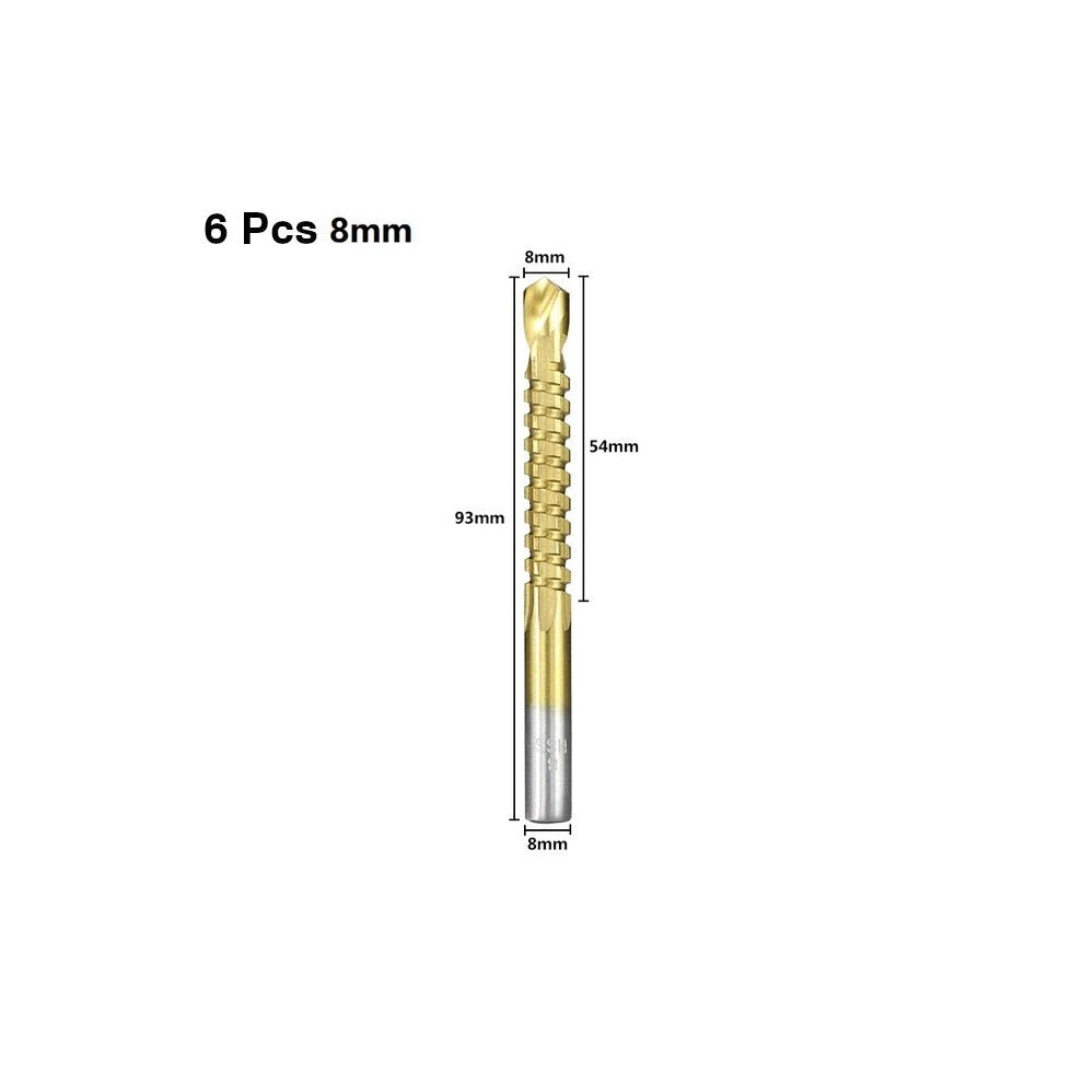 (8mm) 6pcs 3-8mm HSS Drill Bit Titanium Plating Coated Hole Saw Drill Bit Set Wood Hole Cutter Core Drill