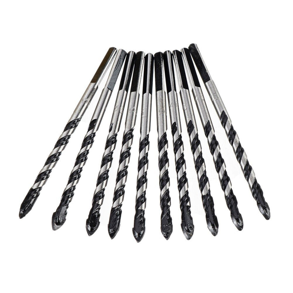 (6mm) 10pcs 6mm 8mm Hole Saw Cutter Triangle Twist Drill Bit Concrete Glass Ceramics Tile Marble Drill Bit