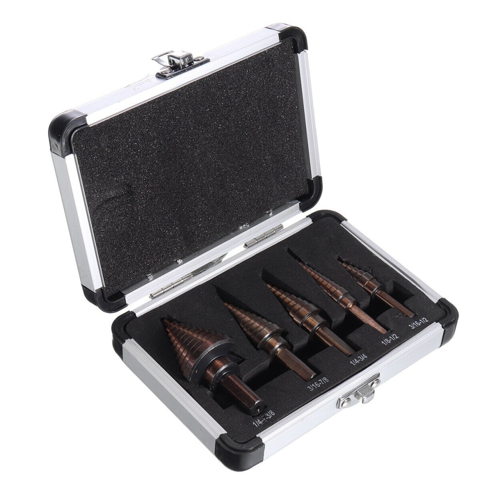 5pcs British HSS Triangle Handle Step Drill Aluminum Box Hole Saw Cutter