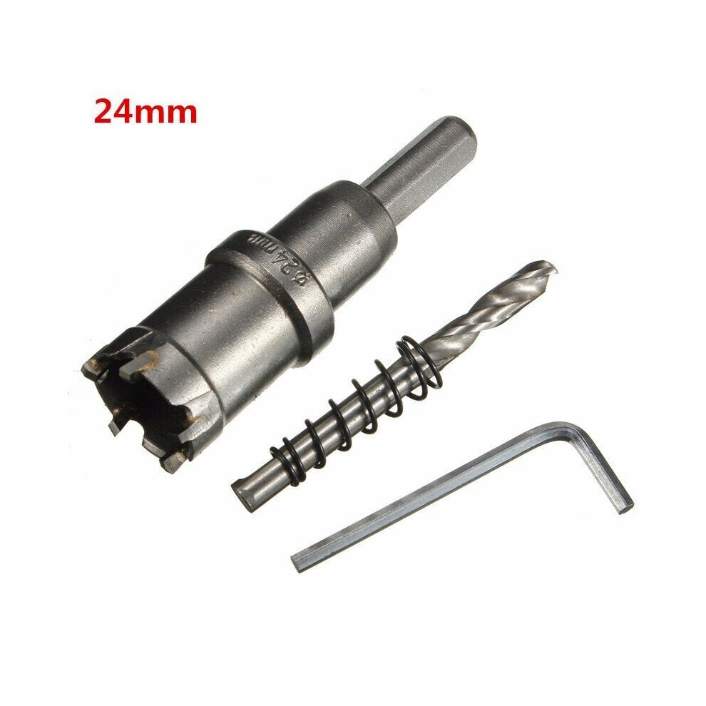 (24mm) 15mm - 24mm Carbide Tip Metal Cutter Hole Saw with Wrench/ Twist Drill Bit